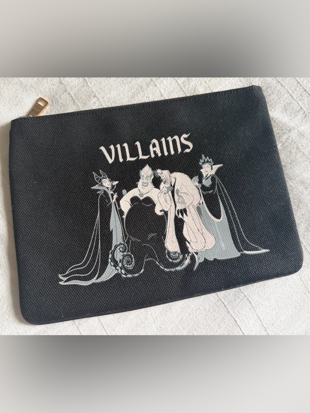 Coach x Disney villains collection Black Leather/canvas Pouch with Gold Hardware